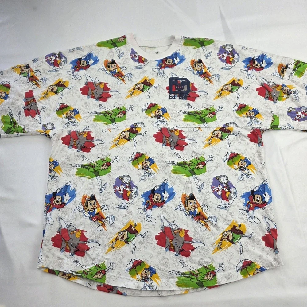 Disney Walt Disney World Shirt Womens Large Multicolor Character Spirit Jersey